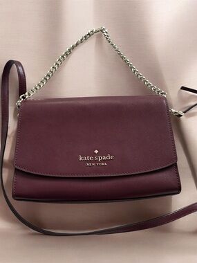 kate spade Burgundy Leather Chain-Handle Crossbody
